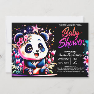 Sweet Jungle Panda Dreamland Girl Baby Shower Invitation