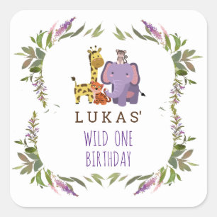Sweet Jungle Safari Animal 1st Birthday Square Sticker