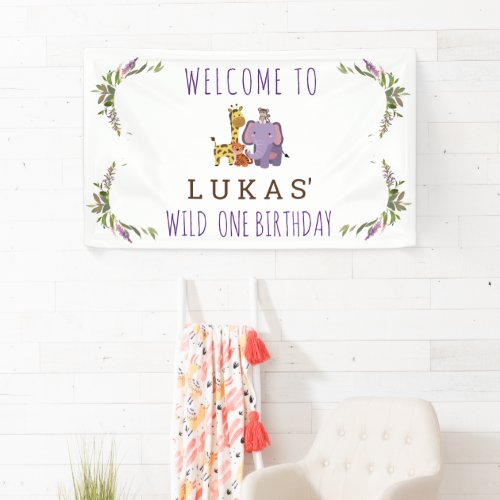 Sweet Jungle Safari Animal 1st Birthday Welcome Banner