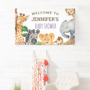 Sweet Jungle Safari Animal Wild One Baby Shower Banner