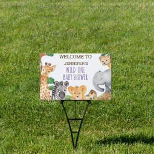 Sweet Jungle Safari Animal Wild One Baby Shower Sign