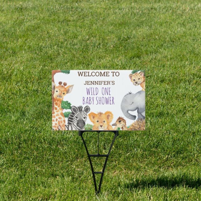 Sweet Jungle Safari Animal Wild One Baby Shower Sign (Insitu)