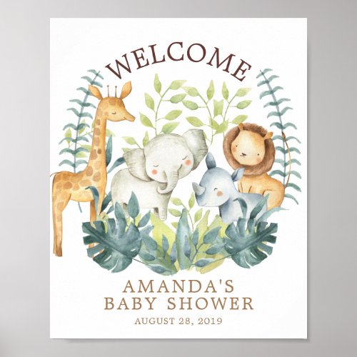 Sweet Jungle Welcome Baby Shower Poster