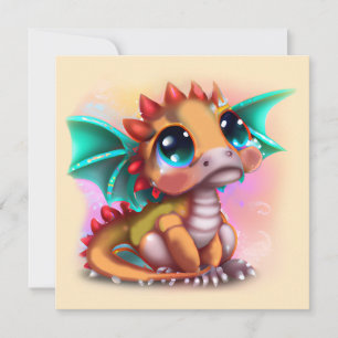 Sweet Kawaii Baby Dragon Holiday Card