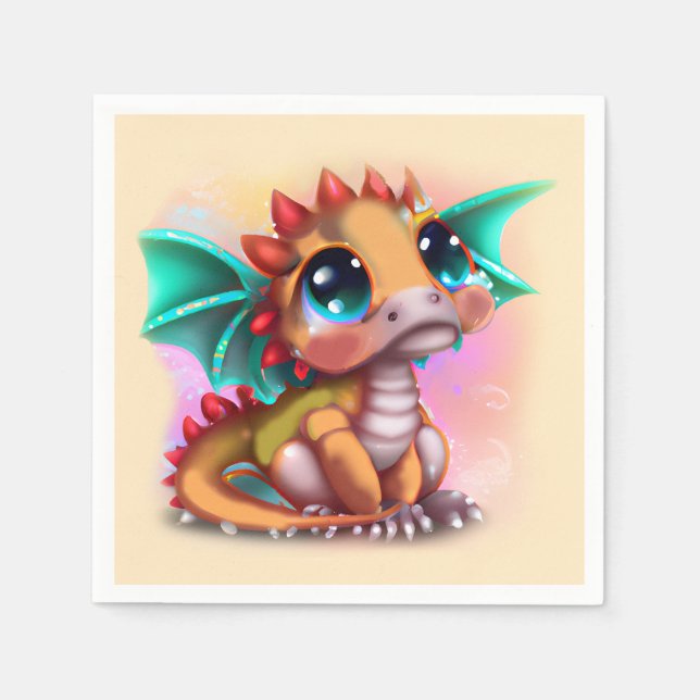 Sweet Kawaii Baby Dragon Napkins (Front)