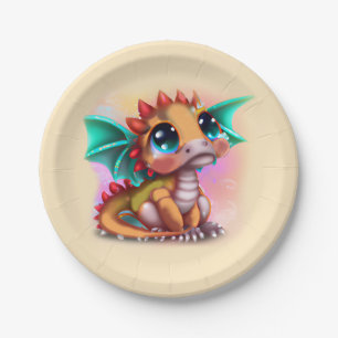 Sweet Kawaii Baby Dragon Paper Plates