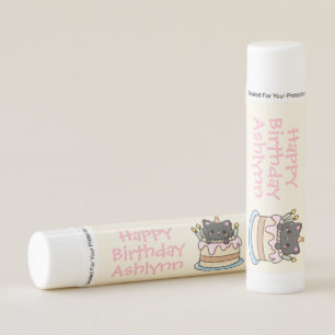 Sweet Kawaii Black Cat Birthday Party Lip Balm