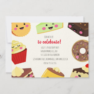 Sweet Kawaii Desserts Invitation For Kids