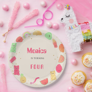 Sweet kawaii gummi candies birthday paper plates
