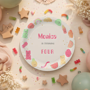 Sweet kawaii gummi candies birthday paper plates
