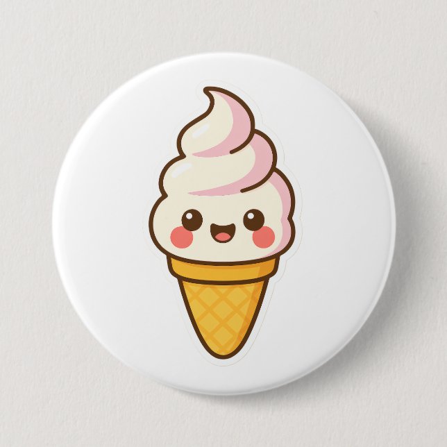 Sweet Kawaii Ice Cream Button (Front)