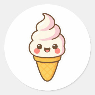 Sweet Kawaii Ice Cream Classic Round Sticker
