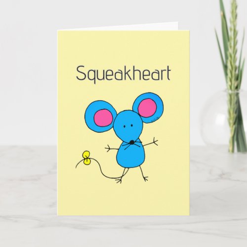 Sweet Kawaii Mouse Squeakheart Love Pun Card