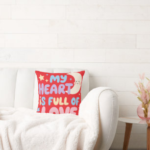 Sweet Kids Affirmation My Heart Full of Love Throw Pillow