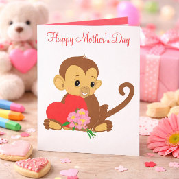 Sweet Kids Mother’s Day Baby Monkey Card