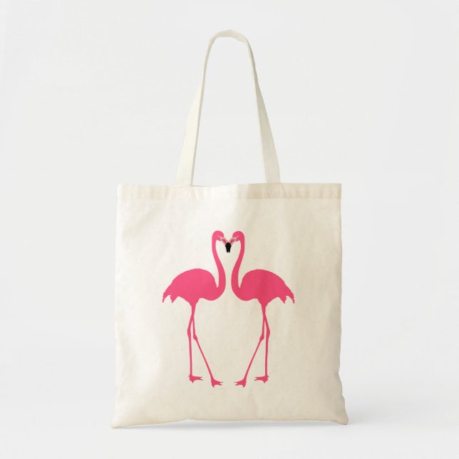 Sweet kiss Couple cute pink flamingos isolated Tote Bag (Front)