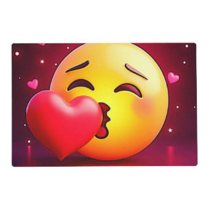 Sweet Kiss Heart Emoji Placemat