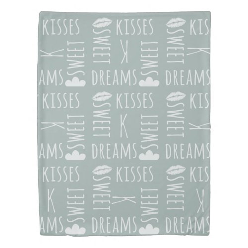 Sweet Kisses and Dreams Typography Pattern Duvet