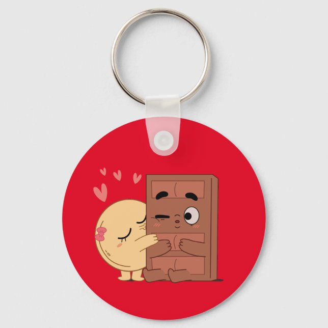 Sweet Kisses Choco Pancake Valentines Couples Love Keychain (Front)