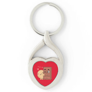 Sweet Kisses Choco Pancake Valentines Couples Love Keychain