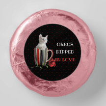 Sweet Kitten and Red Rose Polka Dot Pattern