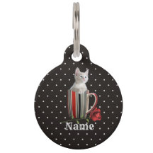 Sweet Kitten and Red Rose Polka Dot Pattern