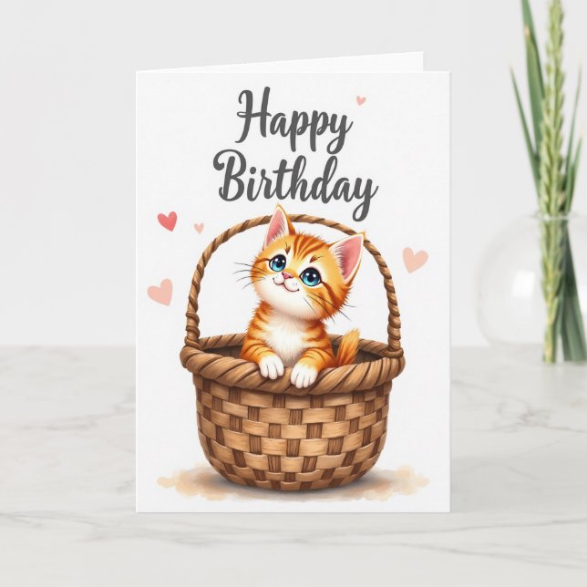 Sweet Kitten Basket Card (Front)