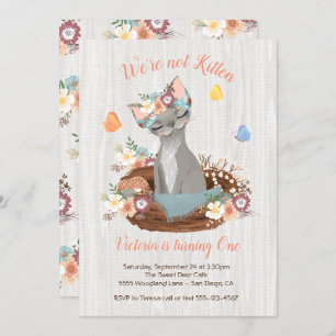 Sweet Kitten Birthday Party Invitations