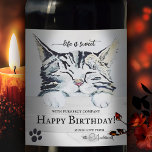Sweet Kitten Cute Birthday Wine Label at Zazzle