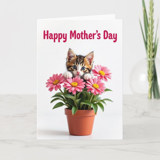 Sweet Kitten Floral Mothers Card (Front)