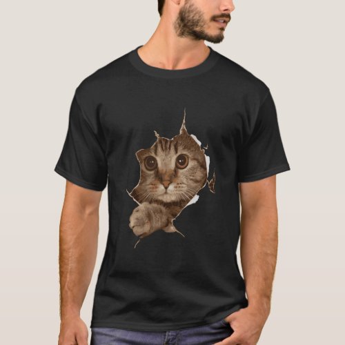 Sweet Kitten Torn Cloth Funny Cat Lover Cat Owner  T_Shirt