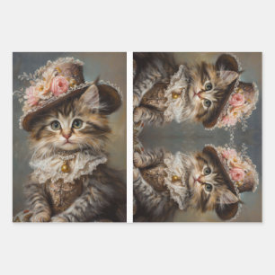 Sweet Kitten Vintage Dress Decoupage Paper
