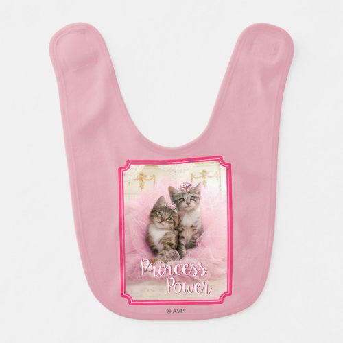 Sweet Kittens in Tiaras and Pink Sparkly Tutu Baby Bib