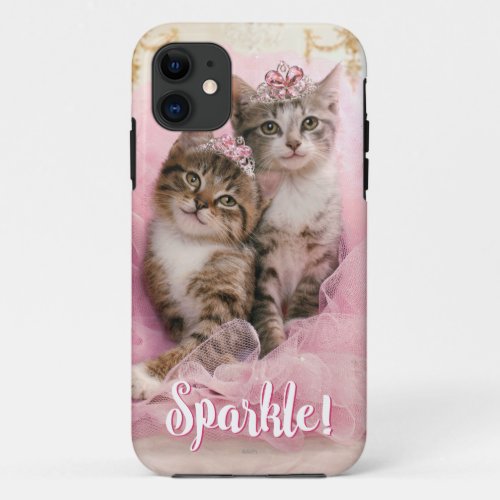 Sweet Kittens in Tiaras and Pink Sparkly Tutu iPhone 11 Case
