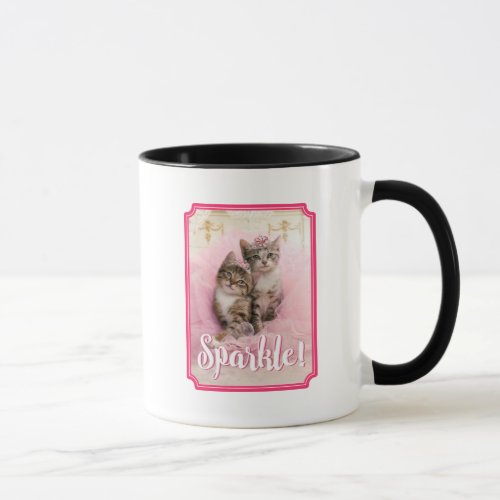 Sweet Kittens in Tiaras and Pink Sparkly Tutu Mug