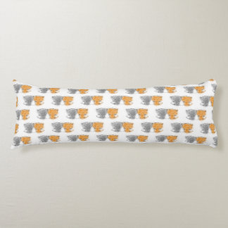 Sweet Kittens Pattern Orange and Grey Kitties Body Pillow