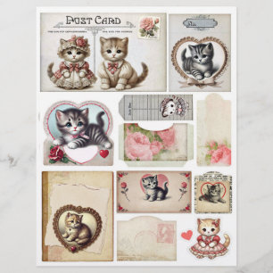 Sweet Kittens & Roses Ephemera Collection R