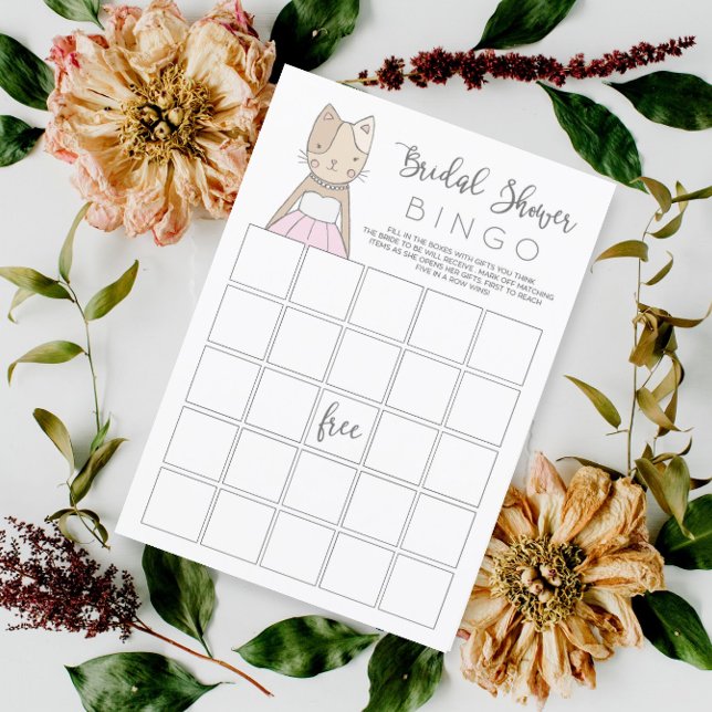 Sweet Kitty Bridal Shower Bingo Game Card (Creator Uploaded)