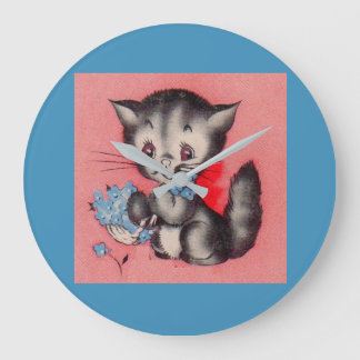 sweet kitty cat large clock