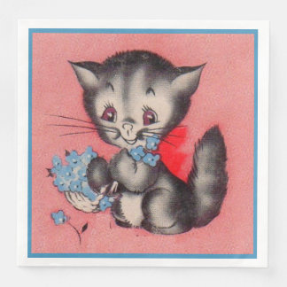 sweet kitty cat paper dinner napkins