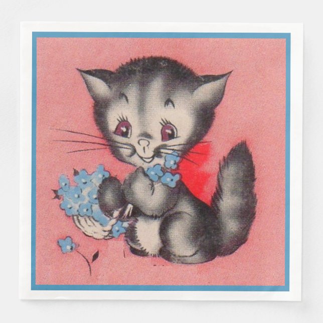 sweet kitty cat paper dinner napkins (Front)