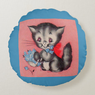 sweet kitty cat round pillow