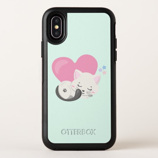 Sweet Kitty Cat Sleeping With A Big Heart In Back Otterbox Iphone