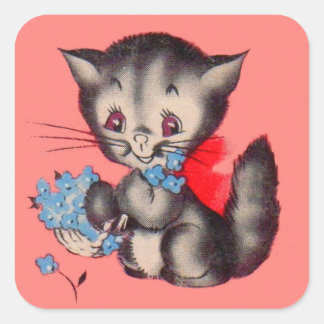 sweet kitty cat square sticker