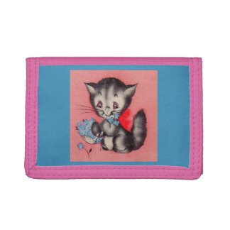 sweet kitty cat tri-fold wallet
