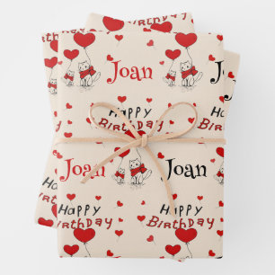 Sweet Kitty Cats Bring Birthday Wishes Add Name Wrapping Paper Sheets