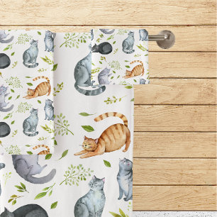 (3) Fall Autumn Kitty Cat buy Bath Towels