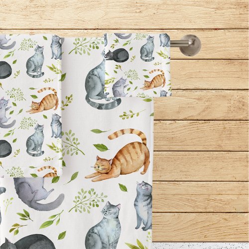 Sweet Kitty Cats Pattern Bath Towel Set