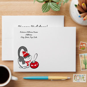 Sweet Kitty Custom Christmas Envelope