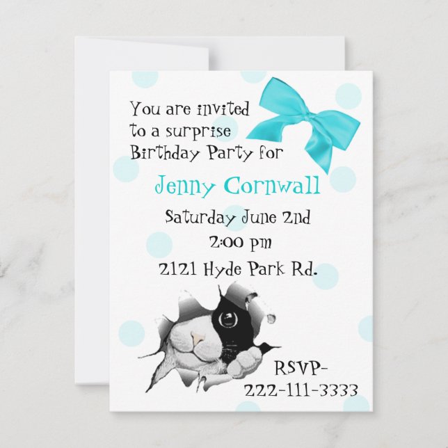 Sweet Kitty Face Birthday Party Invitation (Front)